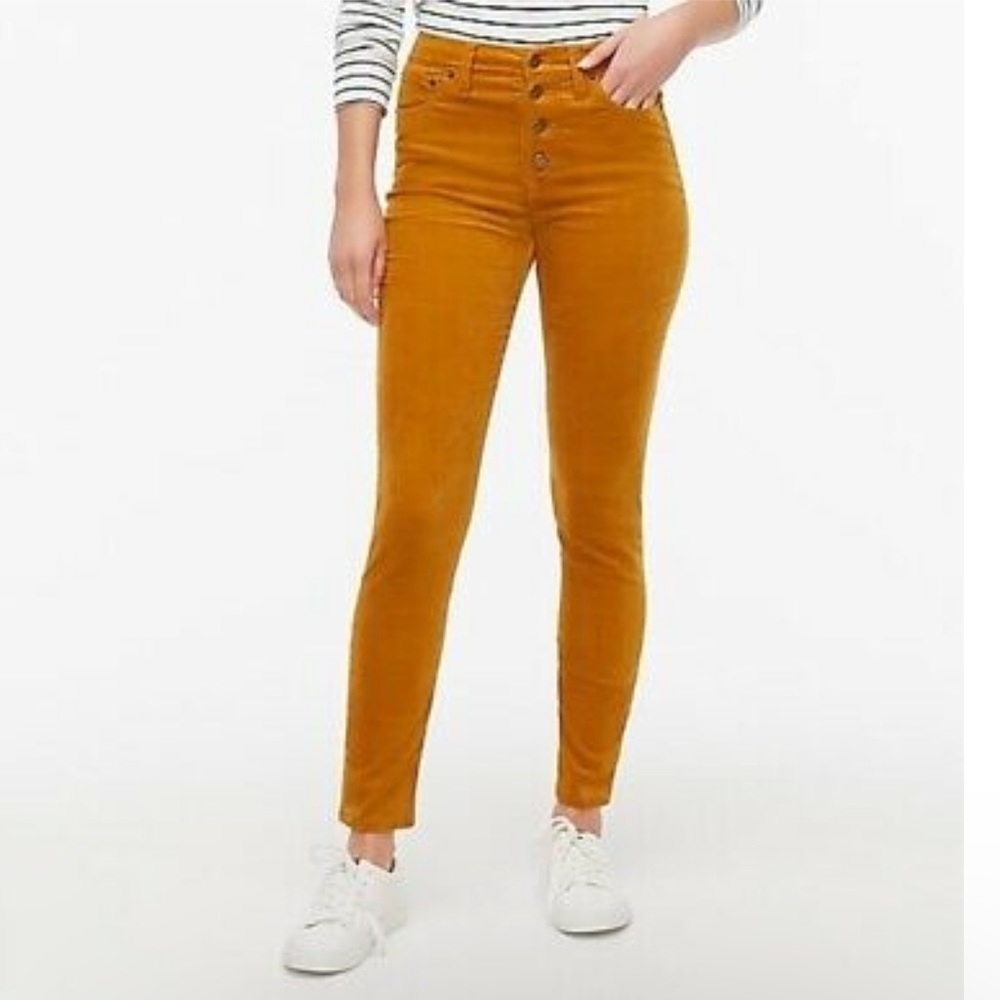 J. Crew Mustard Saffron 9" High Rise Skinny Button Fly Corduroy Pants  Size 29